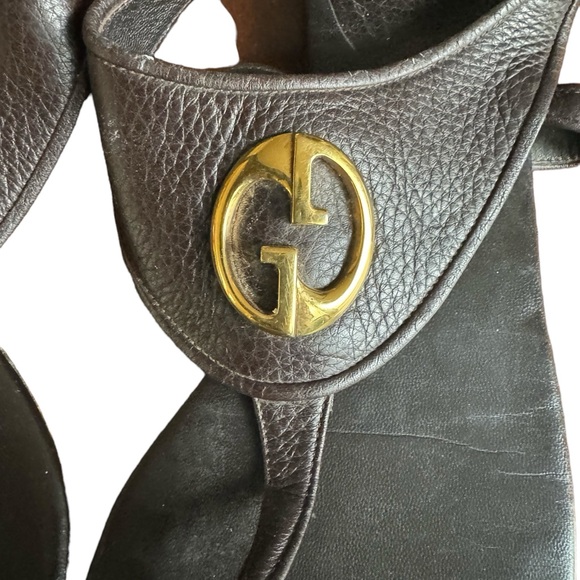 Gucci Vintage GG T-Strap Sandals Sz 38.5 - Picture 2 of 7